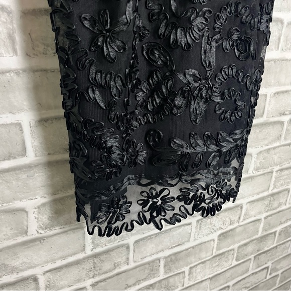 Alex Evenings Black Forman Midi Dress Sleeveless Strappy Floral Embellished 10 - Picture 5 of 9